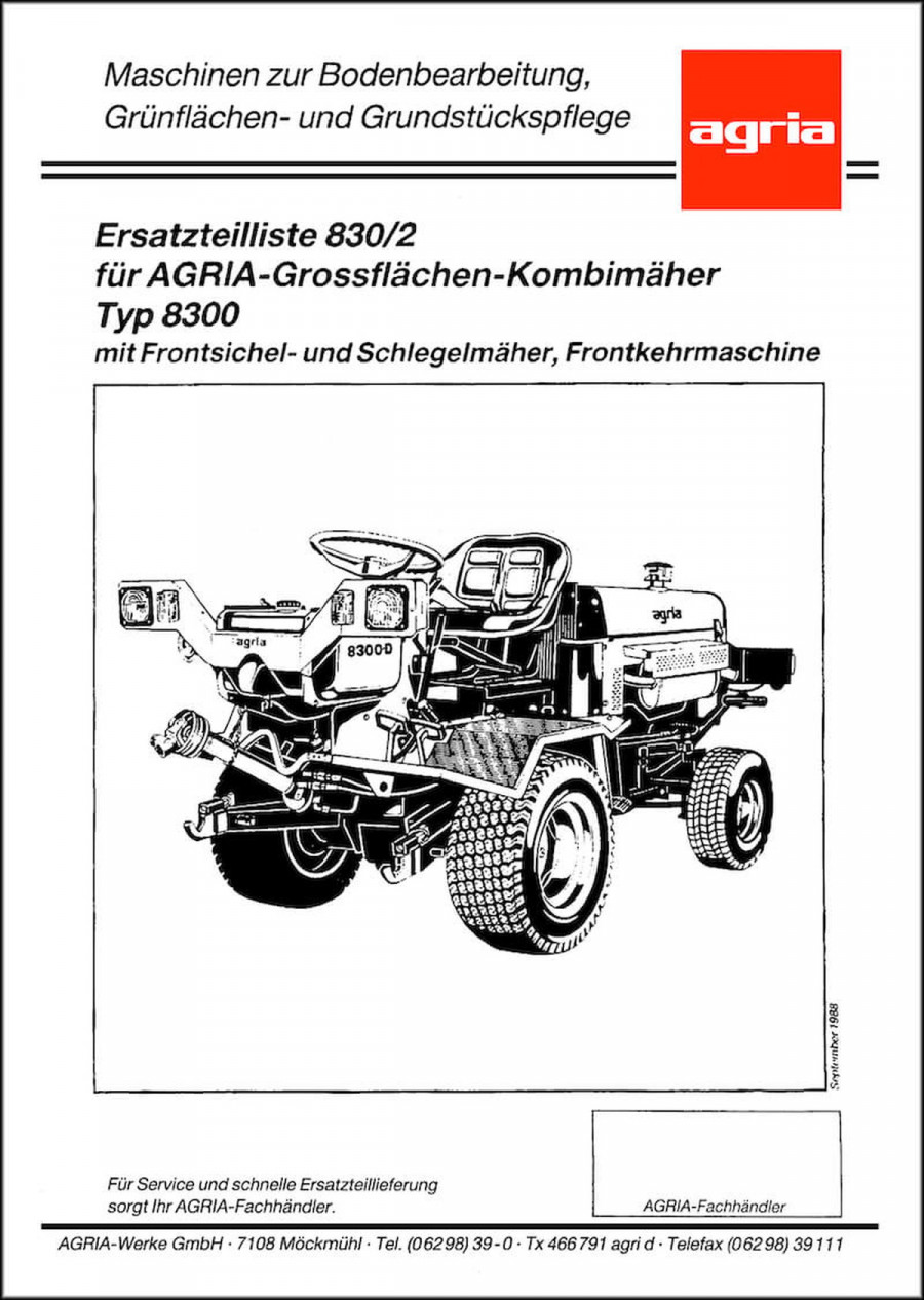 Agria 8300 Ersatzteilliste
