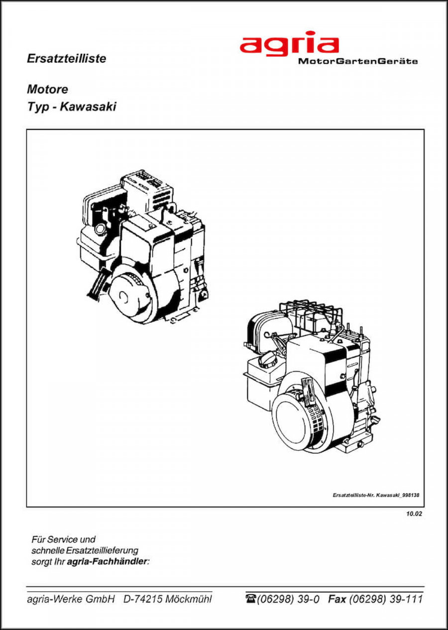 Agria Motor Kawasaki FA 130 D Ersatzteilliste