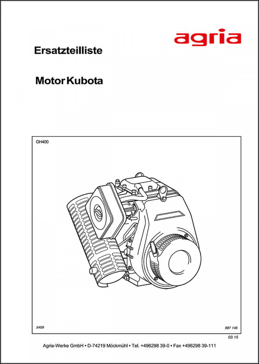 Agria Motor Kubota GH400 Ersatzteilliste