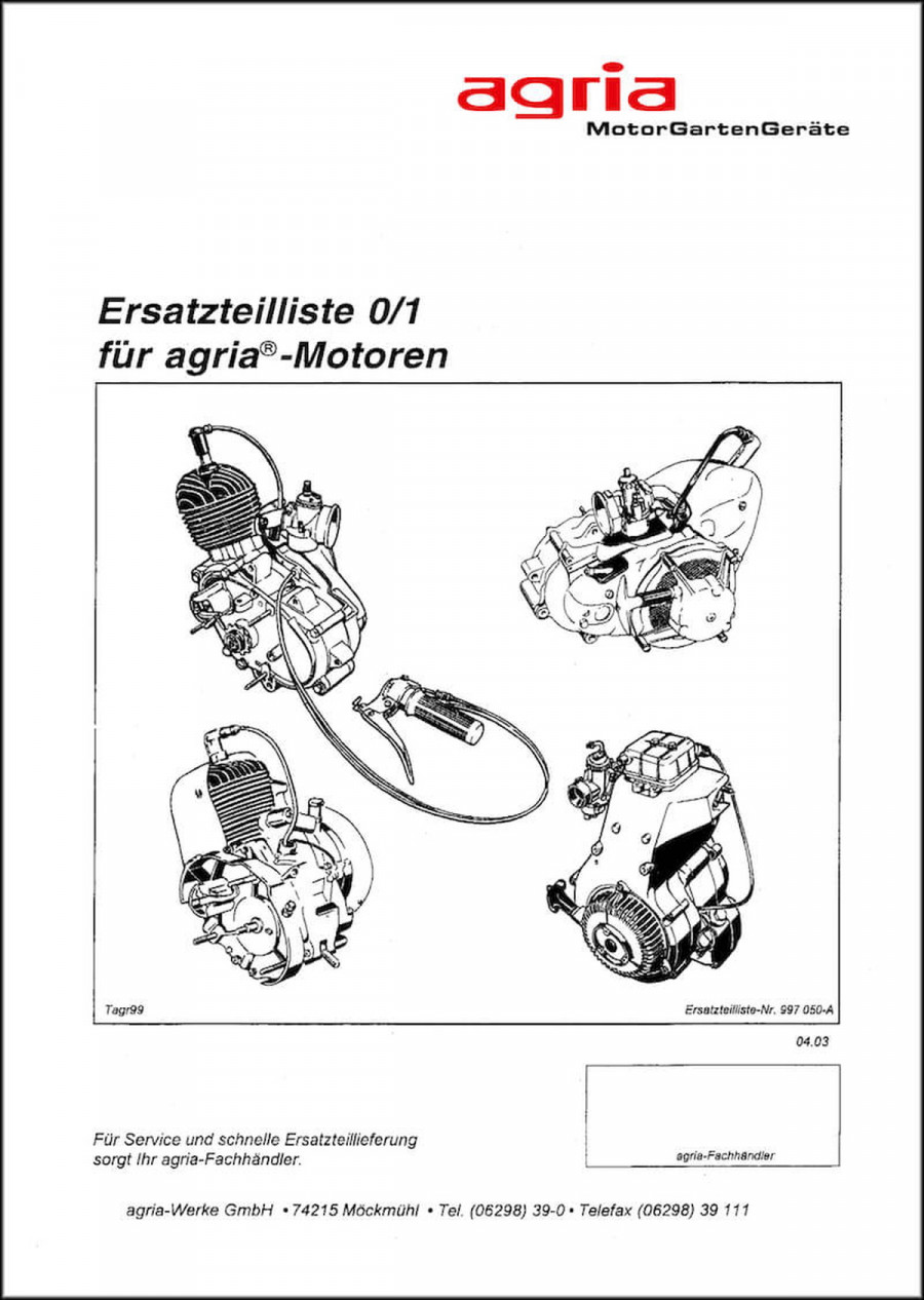 Agria Motor 35 64 65 und 66 Ersatzteilliste