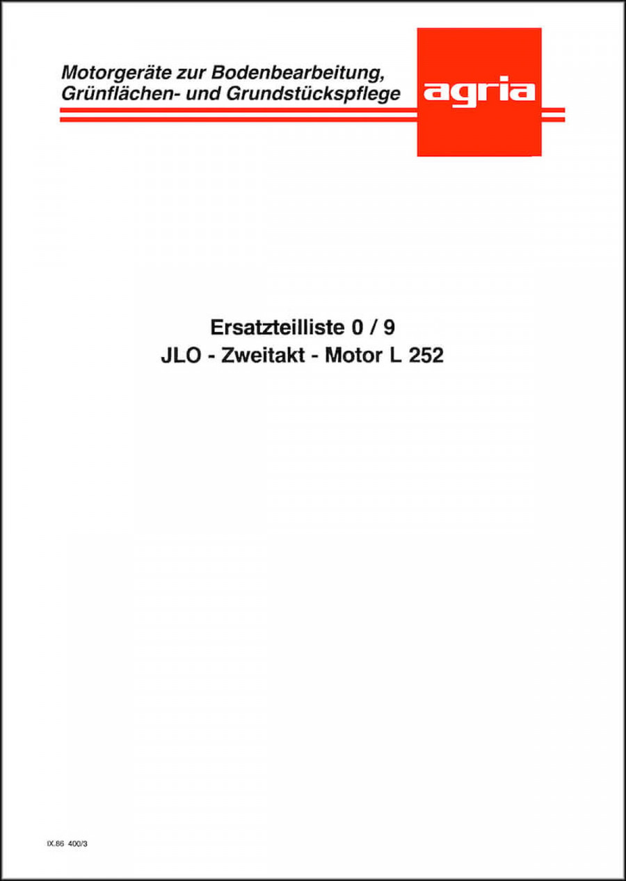 Agria Motor JLO L252 Ersatzteilliste
