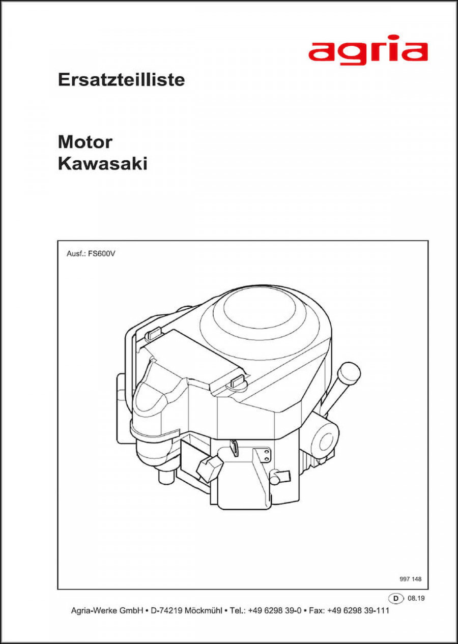 Agria Motor Kawasaki FS600V Ersatzteilliste