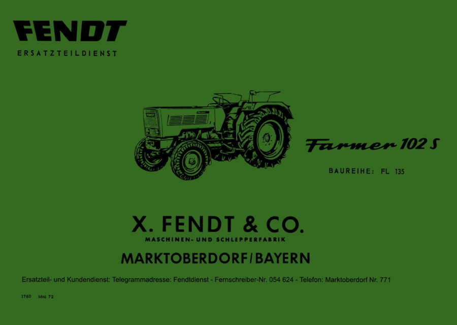 Fendt Farmer 102S Baureihe FL135 Ersatzteilkatalog