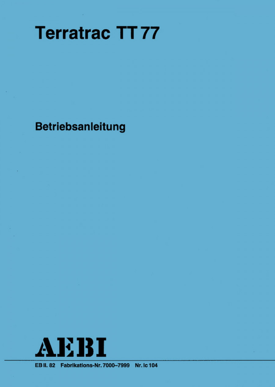 Aebi TT77 Betriebsanleitung