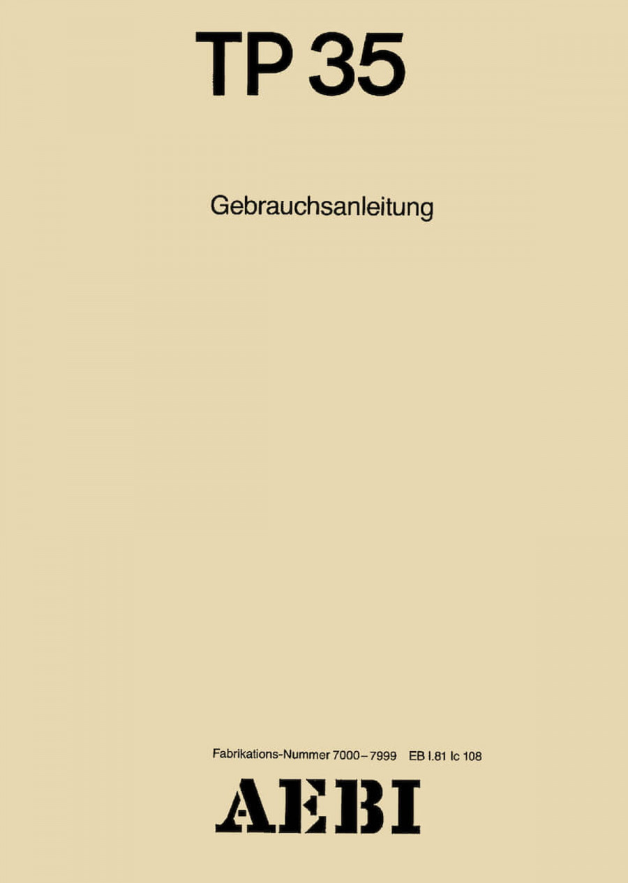 Aebi TP35 Betriebsanleitung