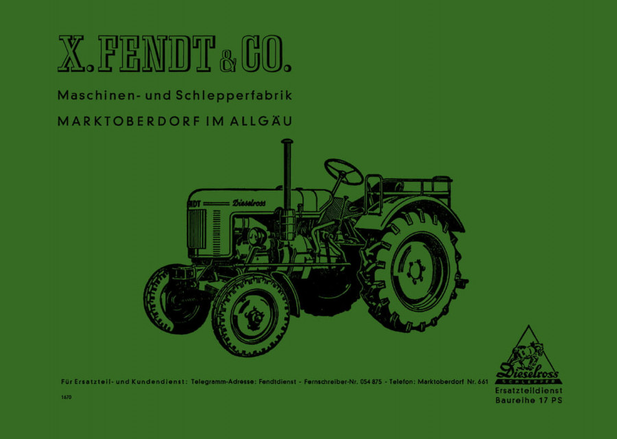 Fendt Baureihe 17PS - F17L F17L1 F17W F17W1 Ersatzteilkatalog