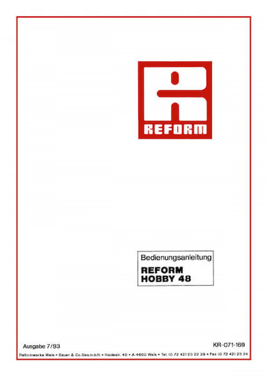 Reform Hobby 48 Betriebsanleitung