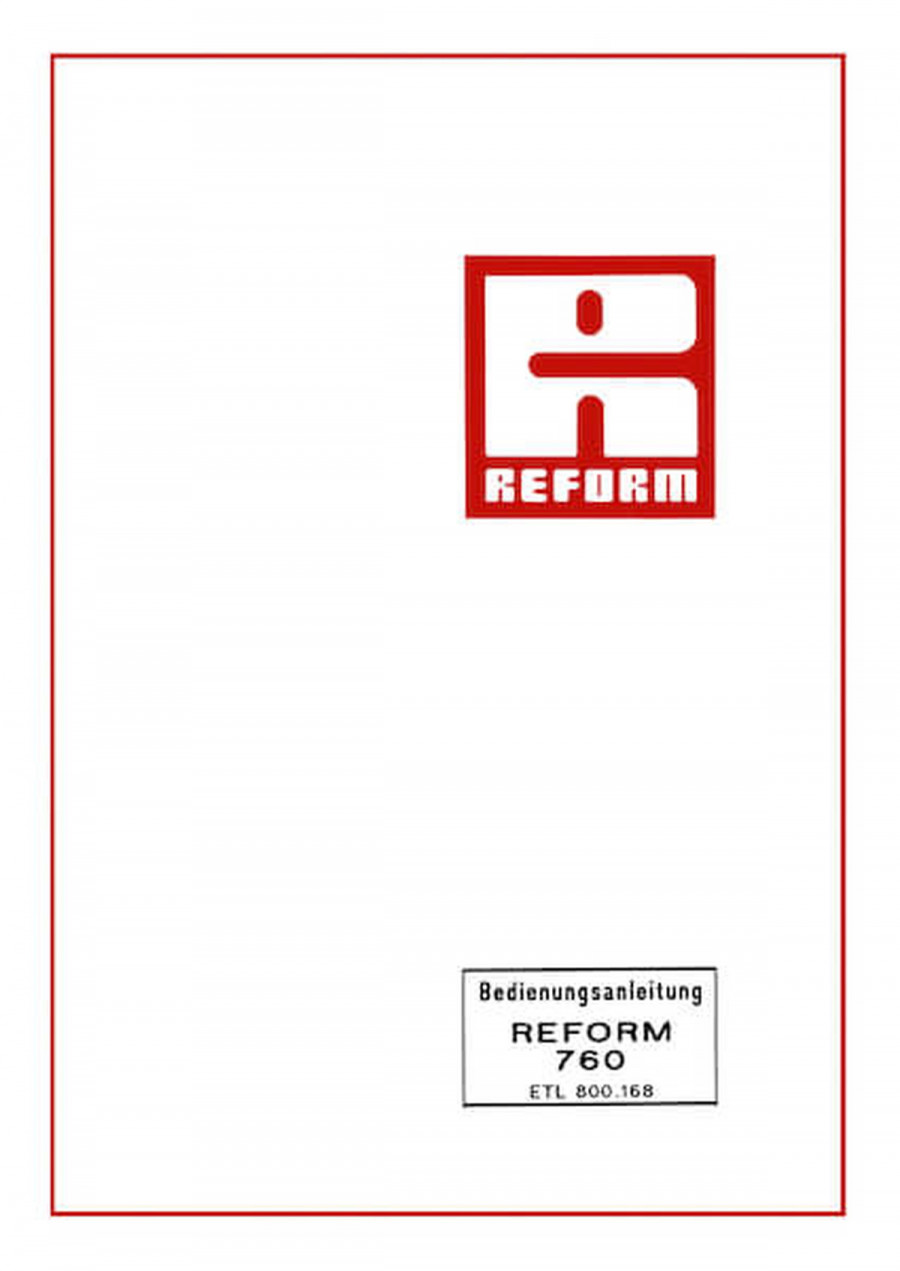 Reform Schneefräse 760 Betriebsanleitung