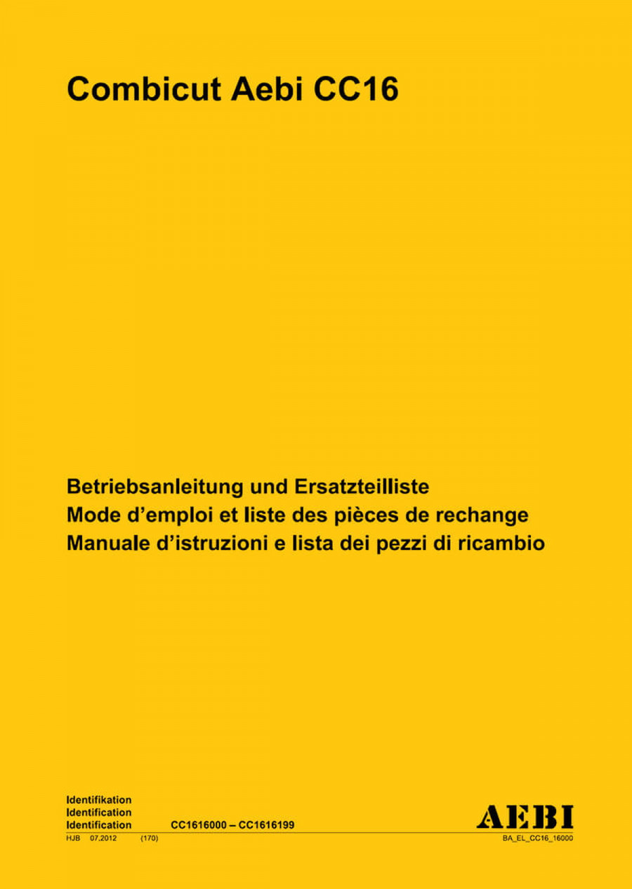 Aebi CC16 Combicut Betriebsanleitung und Ersatzteilliste