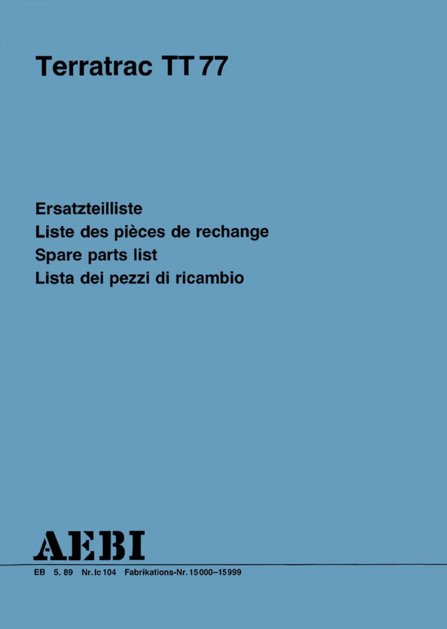 Aebi TT77 Terratrac Ersatzteilliste