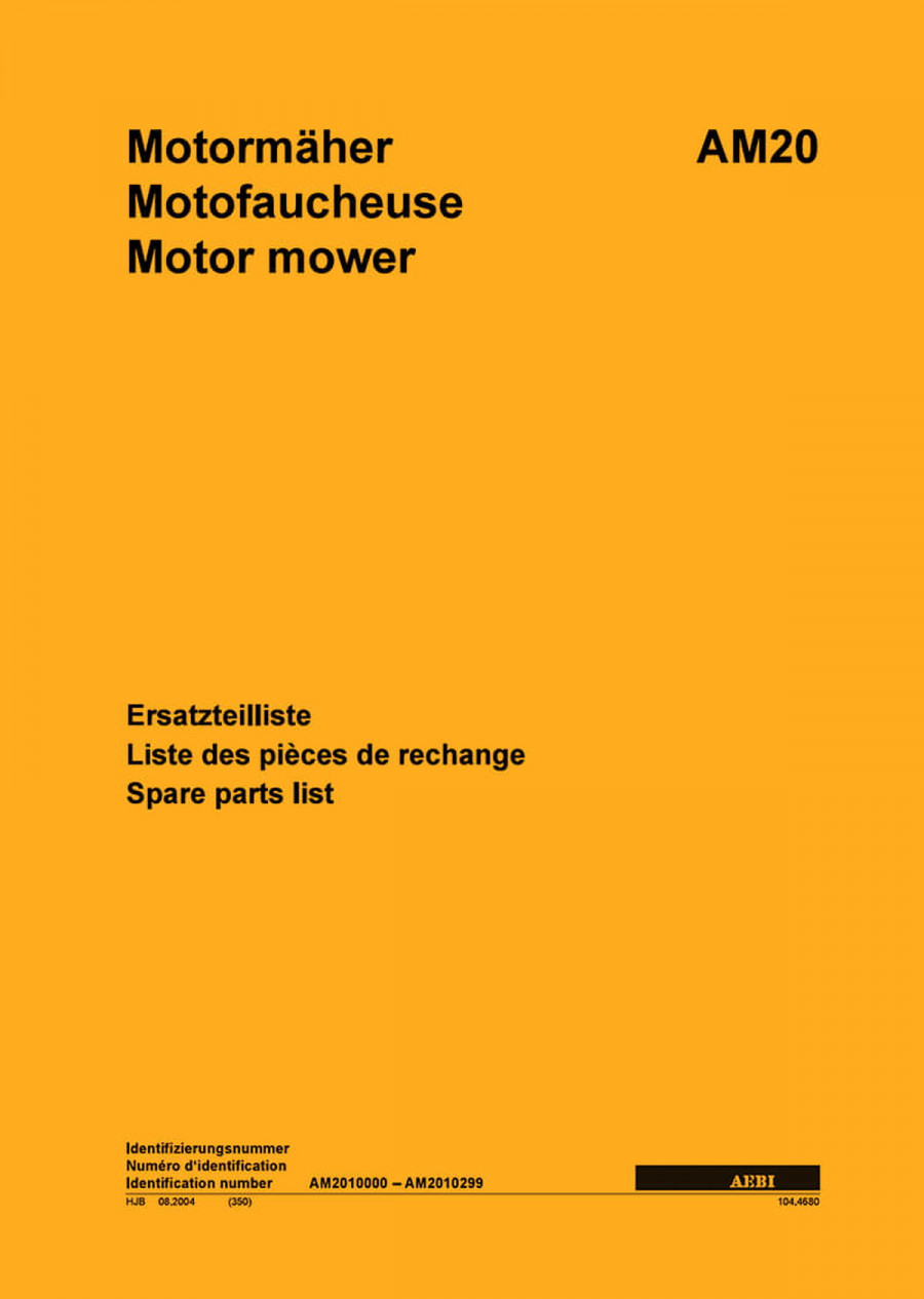 Aebi AM20 Motormäher Ersatzteilliste