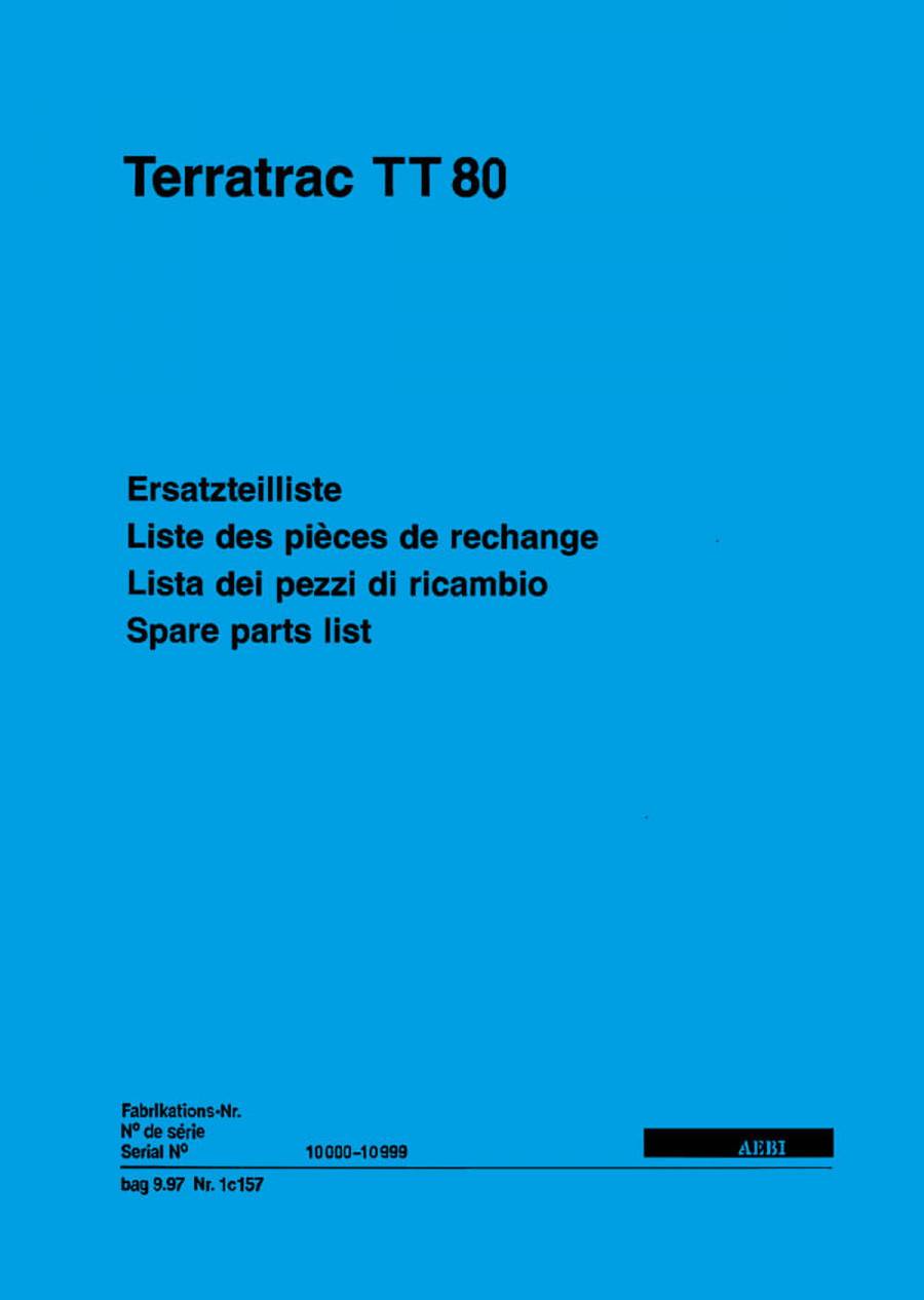 Aebi TT88 Terratrac Ersatzteilliste