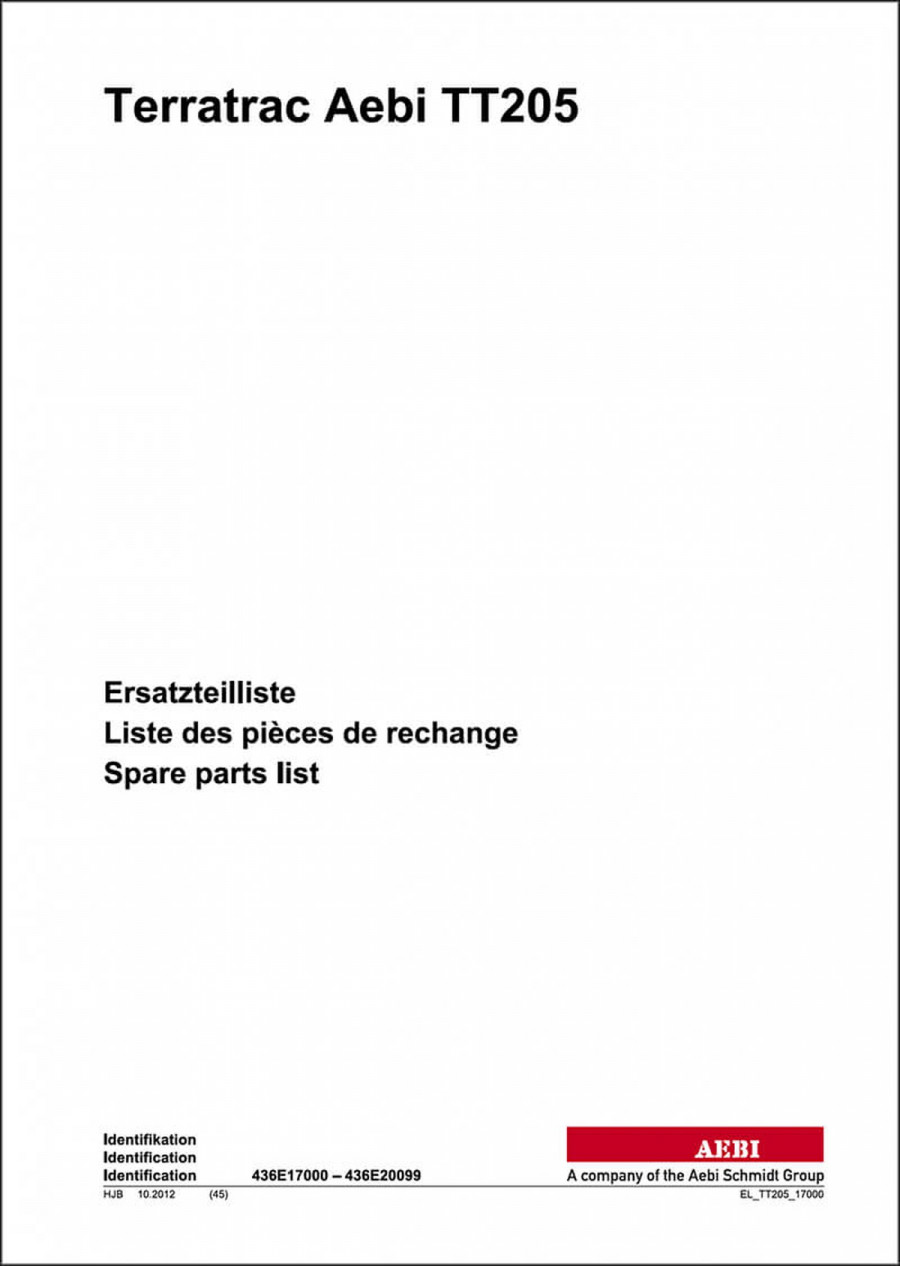 Aebi TT205 Terratrac Ersatzteilliste