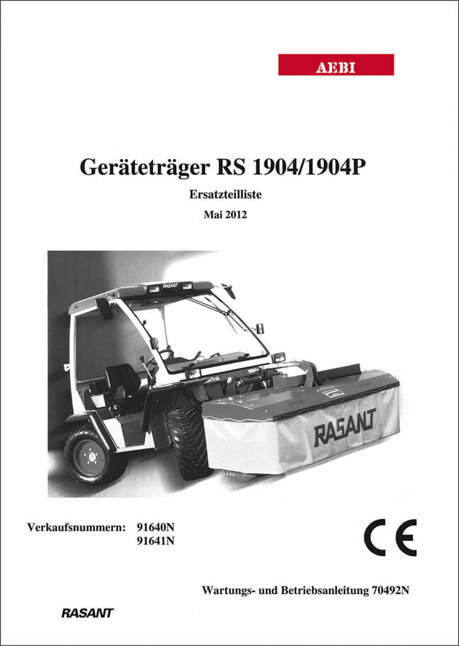 Aebi 1904 und 1904P Kombi Trak Rasant Ersatzteilliste