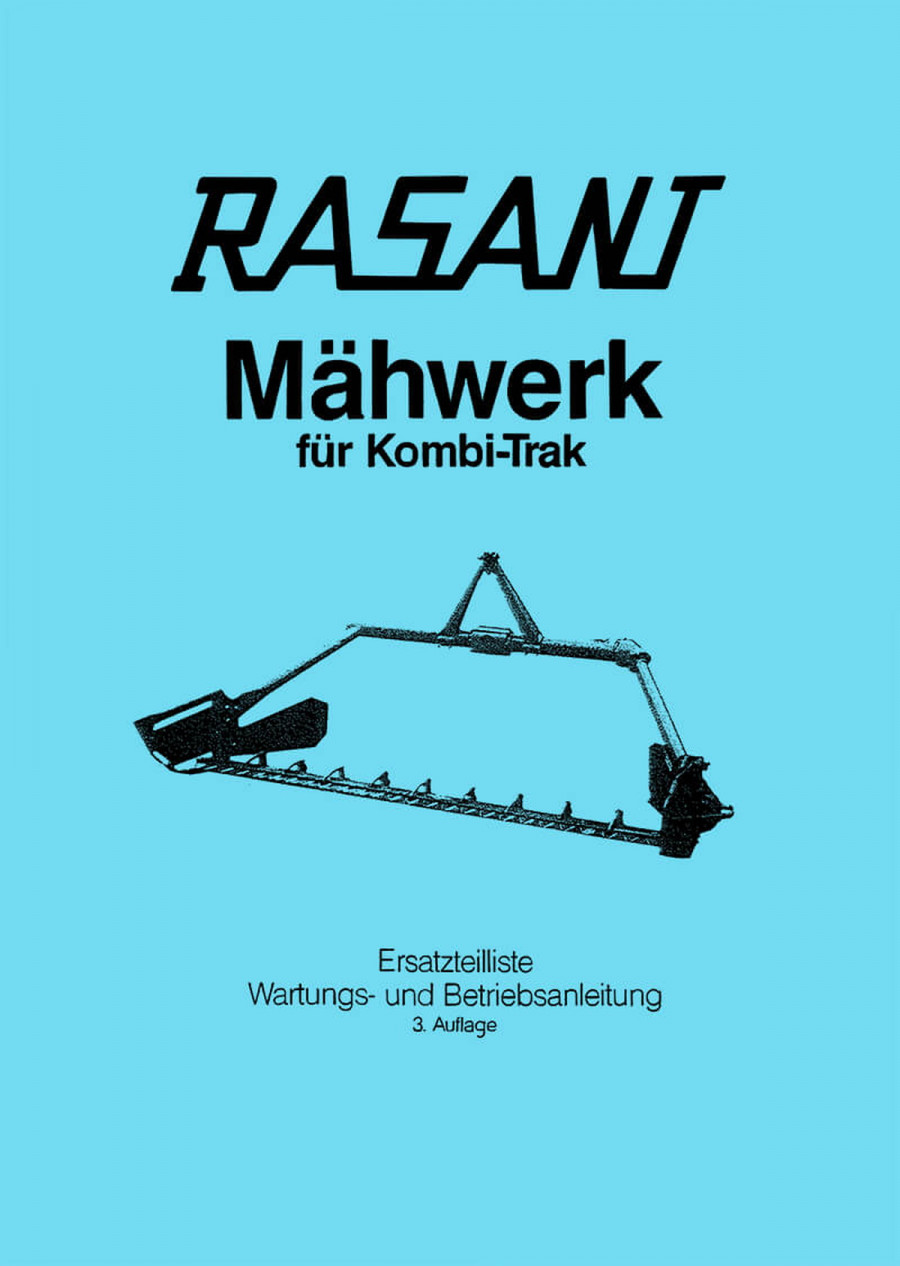 Aebi Rasant Mähwerk für Kombi Trak Ersatzteilliste Werkstatthandbuch und Betriebsanleitung