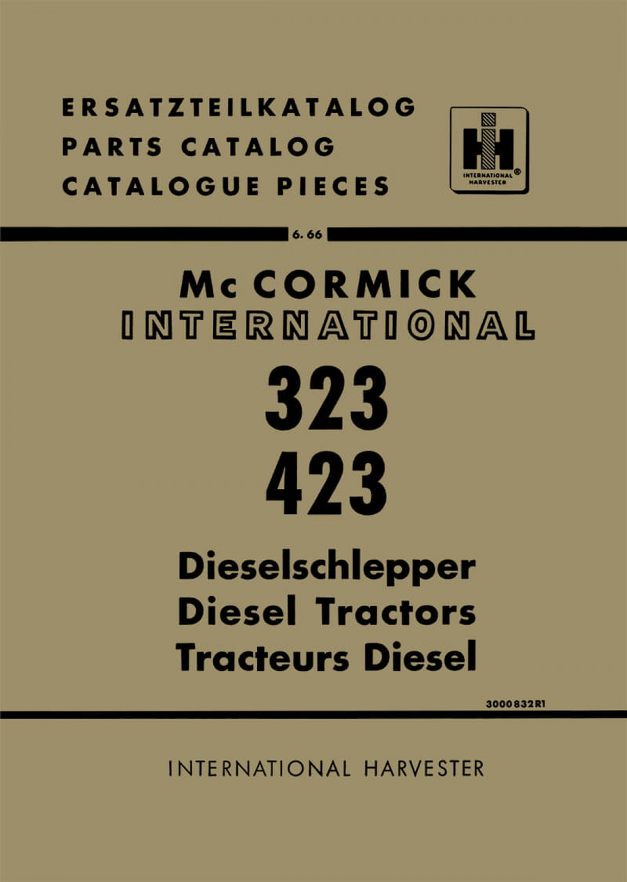 IHC McCormick 323 und 423 Dieselschlepper Ersatzteilkatalog