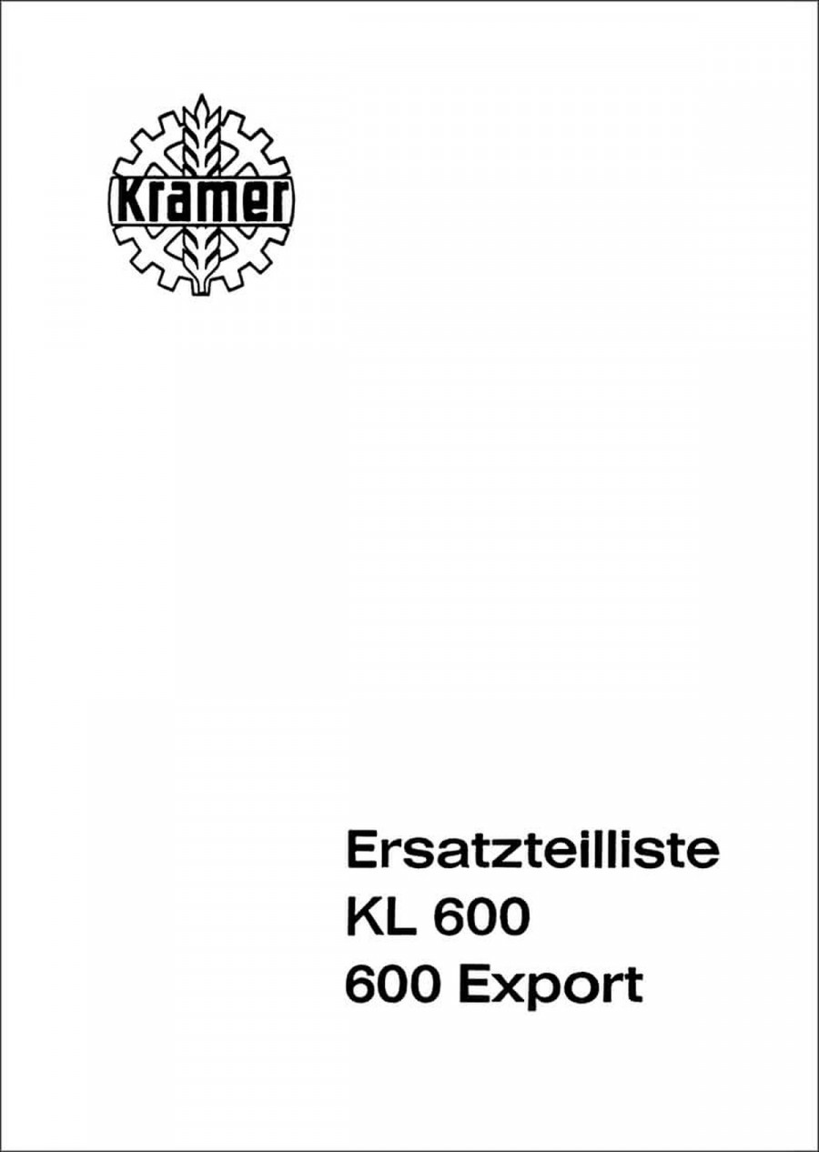 Kramer KL600 und 600 Export Ersatzteilliste