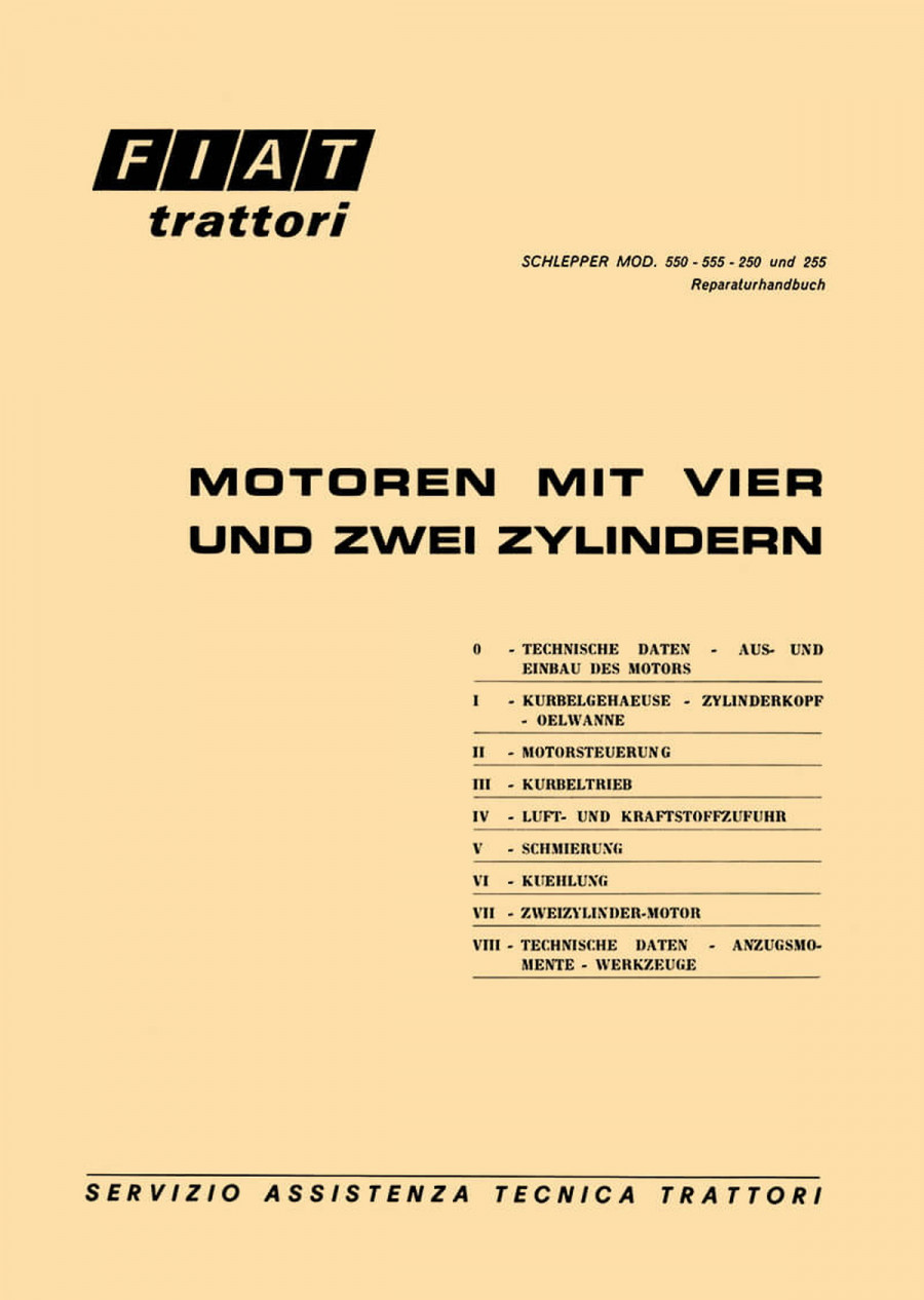 Fiat Traktor Motoren mit 4 und 2 Zylindern Reparaturanleitung