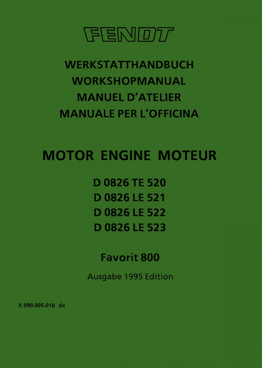 Fendt Favorit 800 Motor Werkstatthandbuch