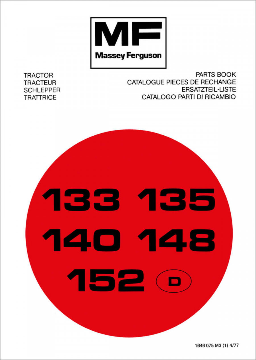 Massey-Ferguson MF133 MF135 MF140 MF148 MF152 Ersatzteilkatalog