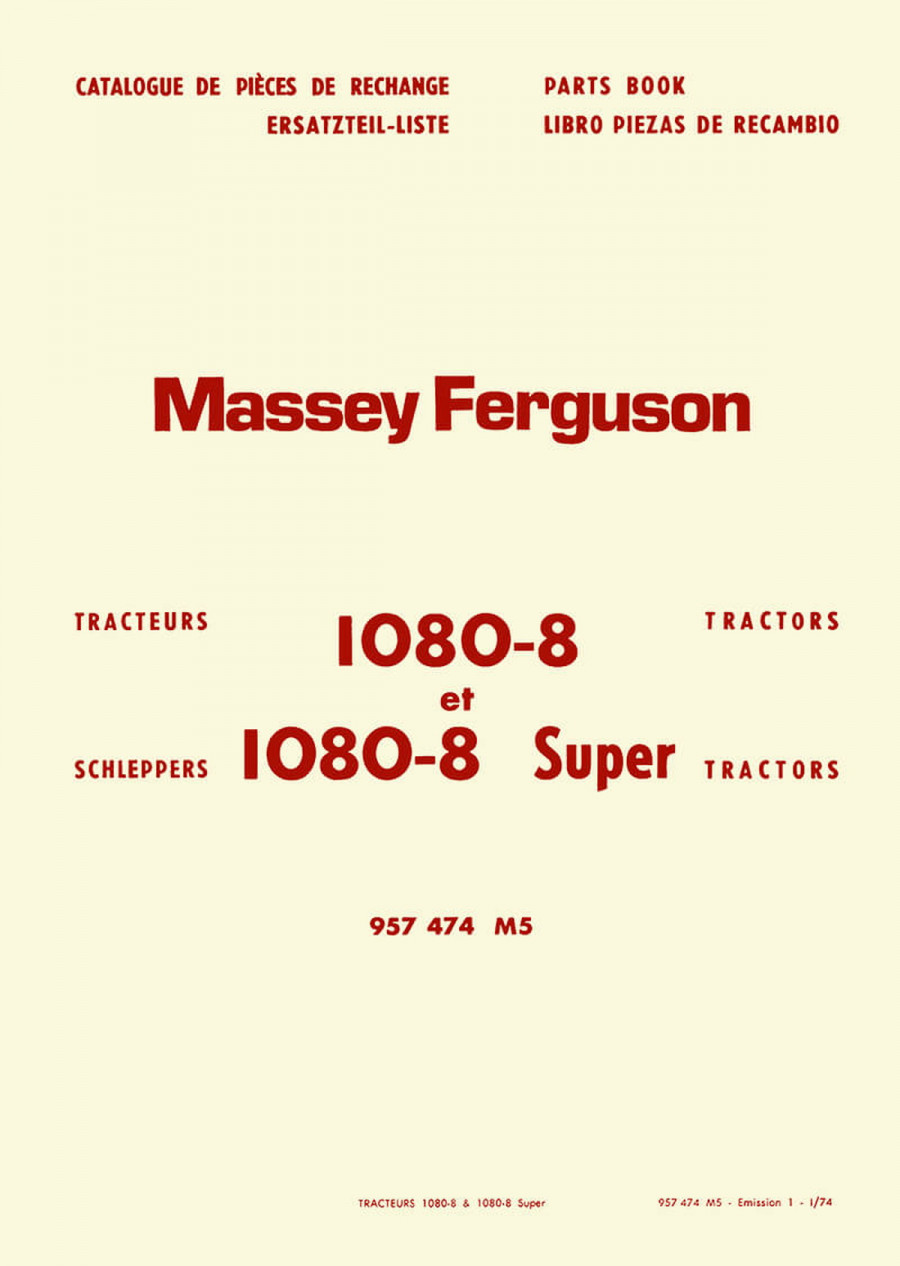 Massey-Ferguson MF1080-8 und MF1080-8 Super Ersatzteilkatalog
