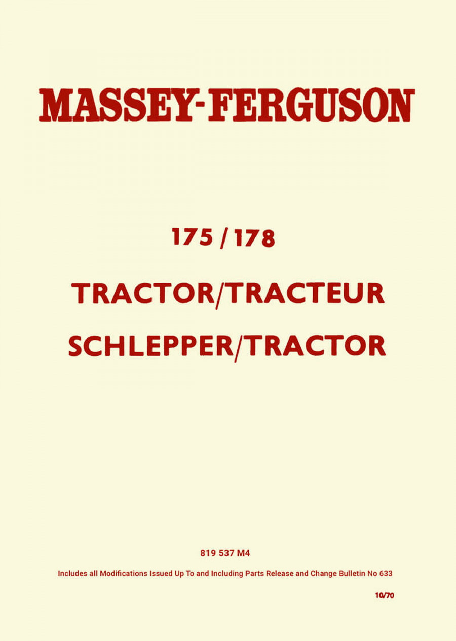 Massey-Ferguson MF175 und MF178 Ersatzteilkatalog