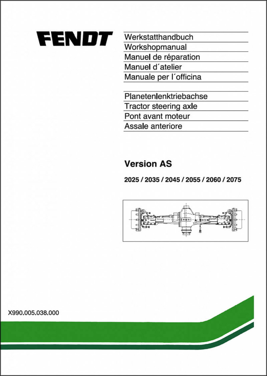 Fendt AS2025 AS2035 AS2045 AS2055 AS2060 AS2075 Achse Werkstatthandbuch