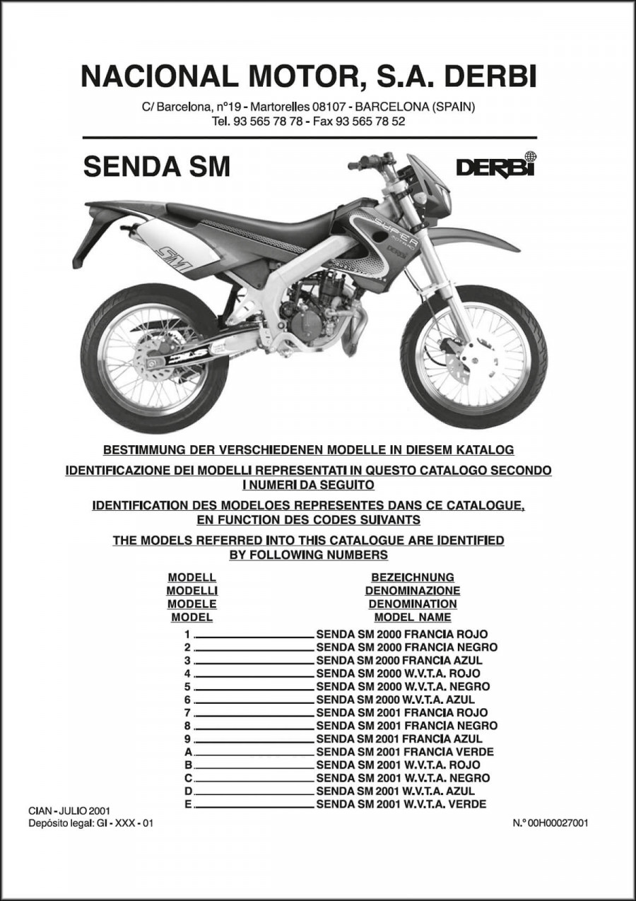 Derbi Senda SM MY2001 Ersatzteilkatalog