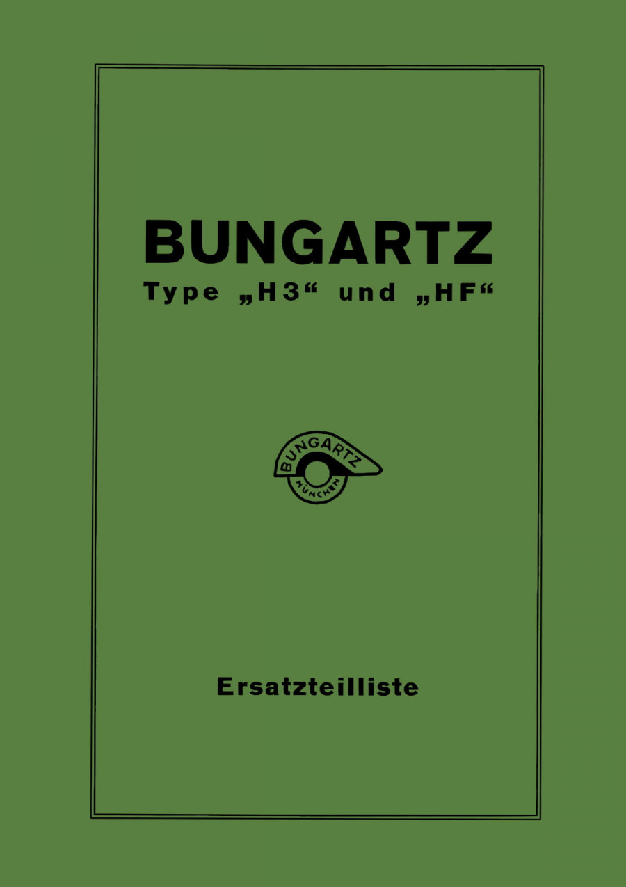 Bungartz Einachsschlepper H3 und HF Ersatzteilkatalog