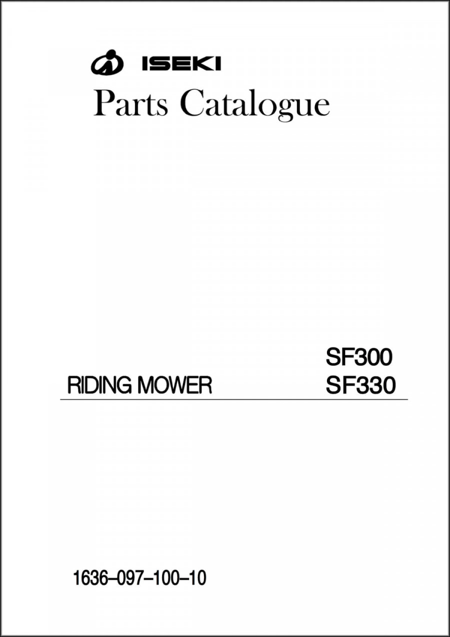 Iseki Traktor SF300 & SF330 Parts Catalogue