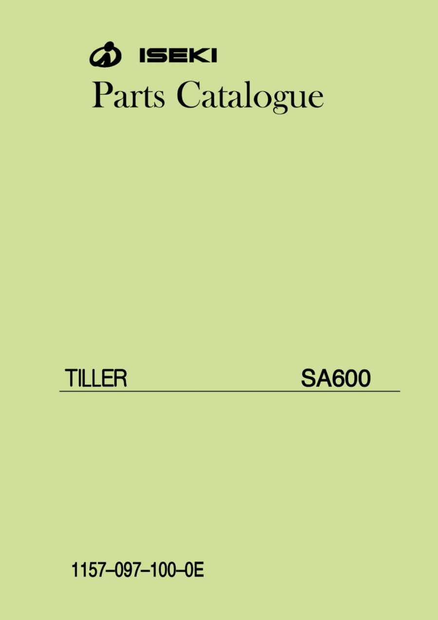 Iseki Tiller SA600 Parts Catalogue