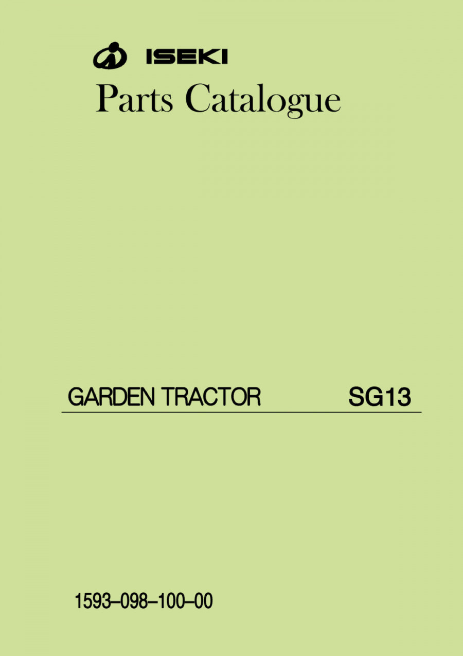 Iseki Traktor SG13 Parts Catalogue
