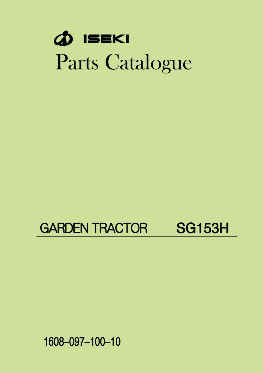 Iseki Traktor SG153H Parts Catalogue