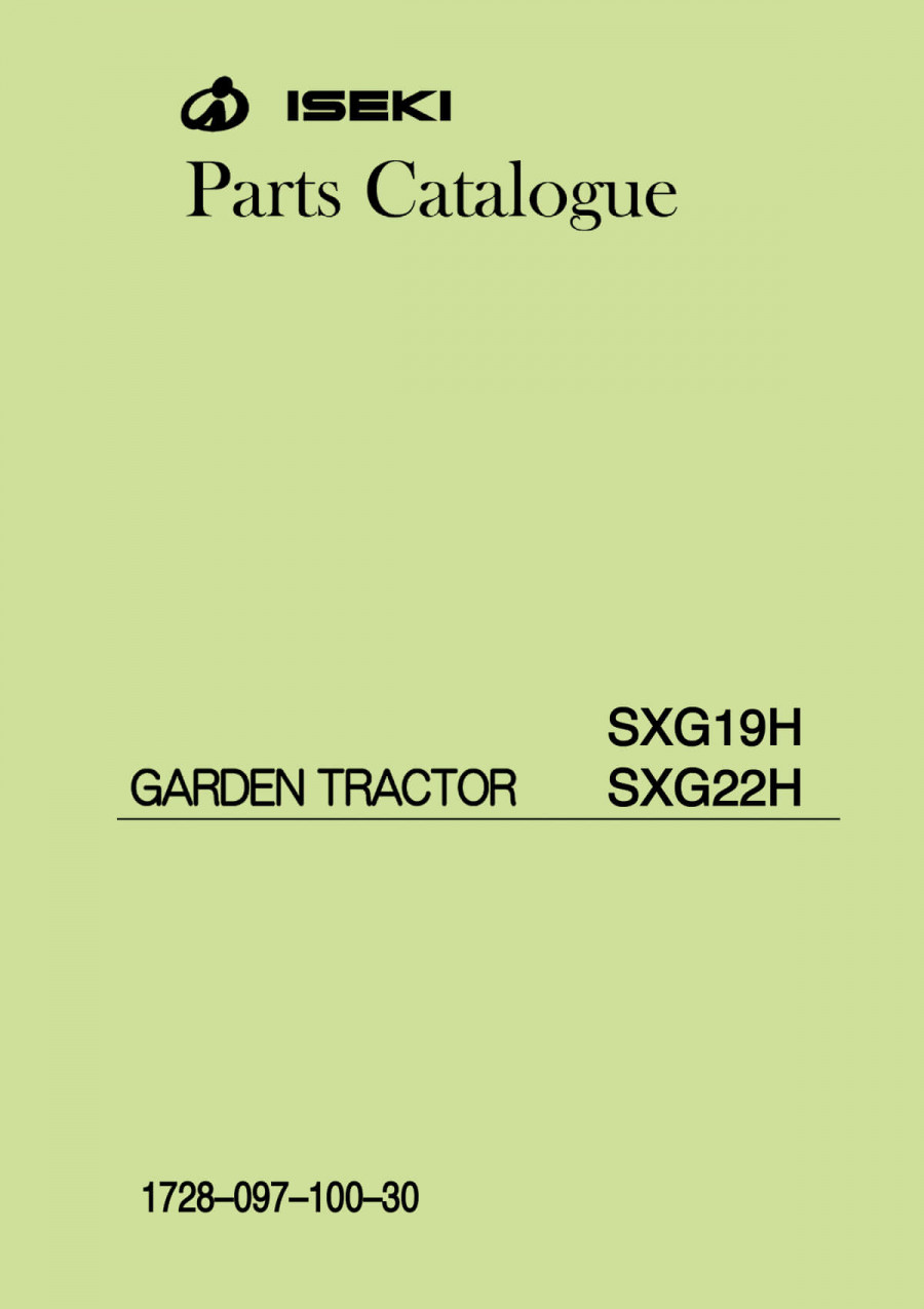 Iseki Traktor SXG19H & SXG22H Parts Catalogue