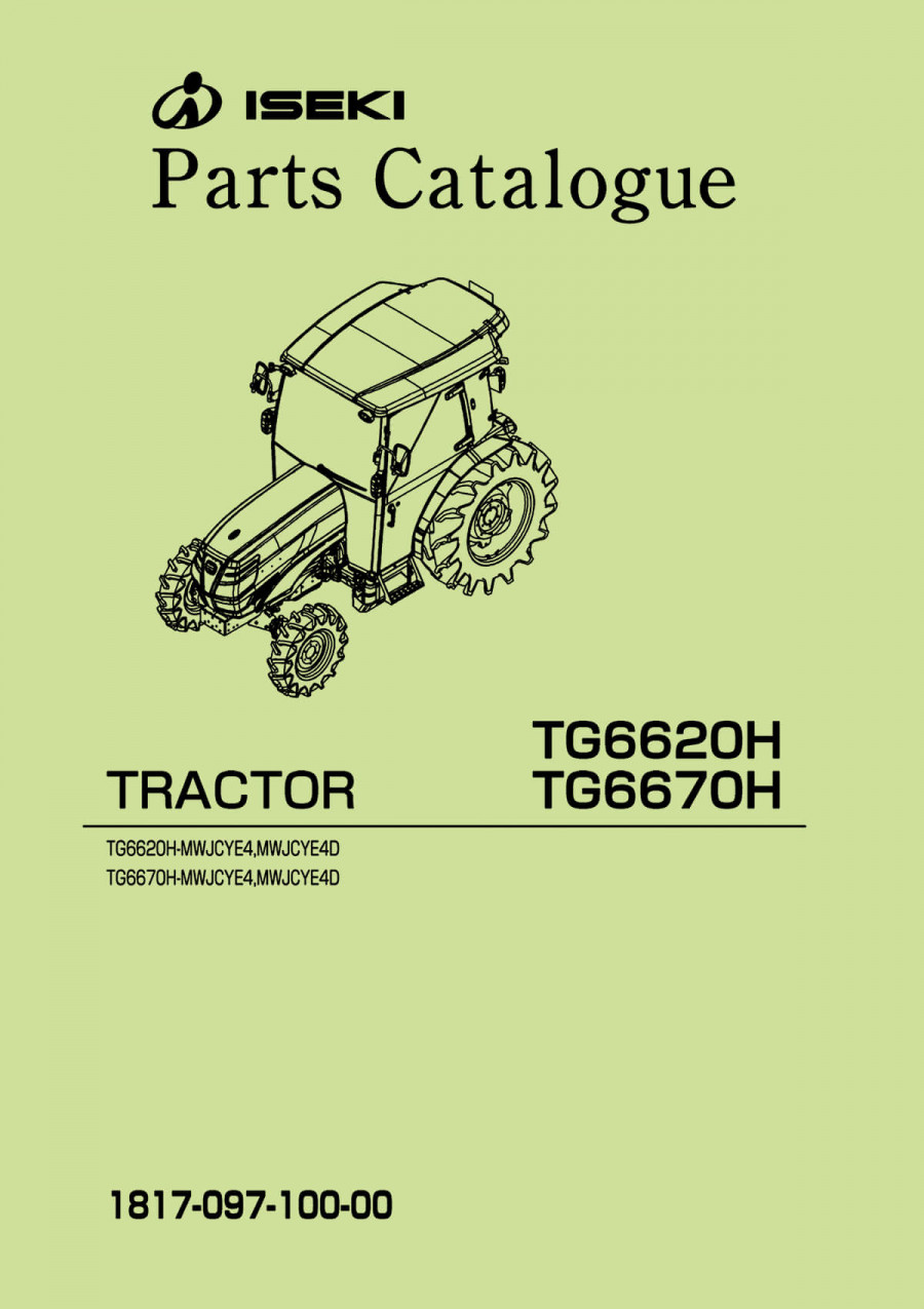 Iseki Traktor TG6620H & TG6670H Parts Catalogue