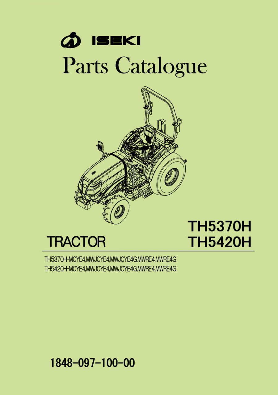 Iseki Traktor TH5370H & TH5420H Parts Catalogue