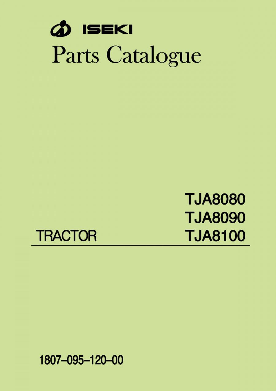 Iseki Traktor TJA8080 TJA8090 TJA8100 Parts Catalogue