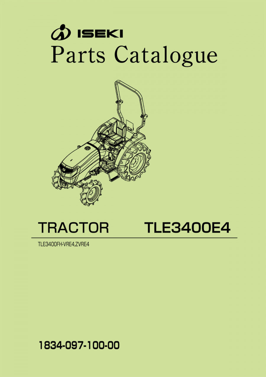 Iseki Traktor TLE3400 E4 Parts Catalogue 