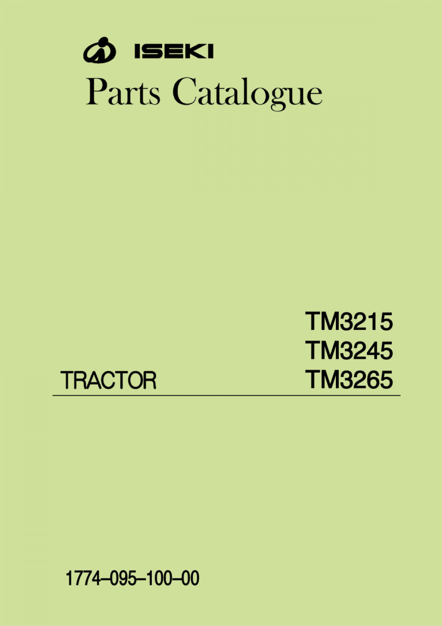 Iseki Traktor TM3215 TM3245 TM3265 Parts Catalogue