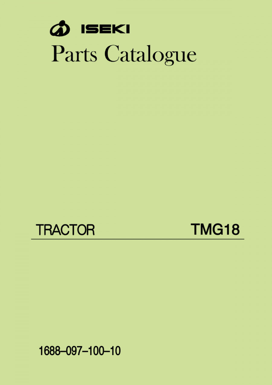 Iseki Traktor TMG18 Parts Catalogue