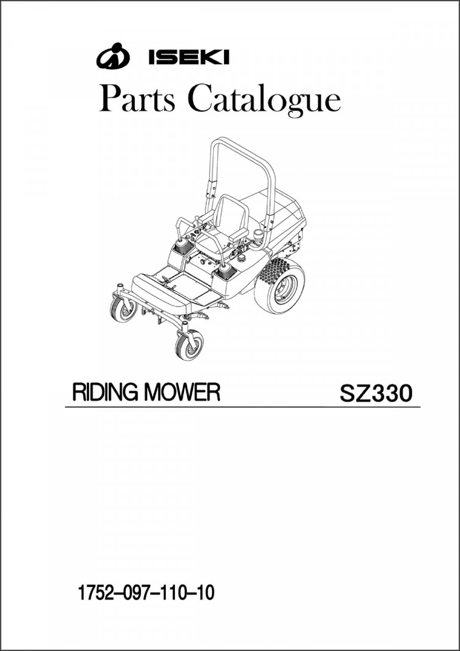 Iseki Traktor SZ330 Parts Catalogue