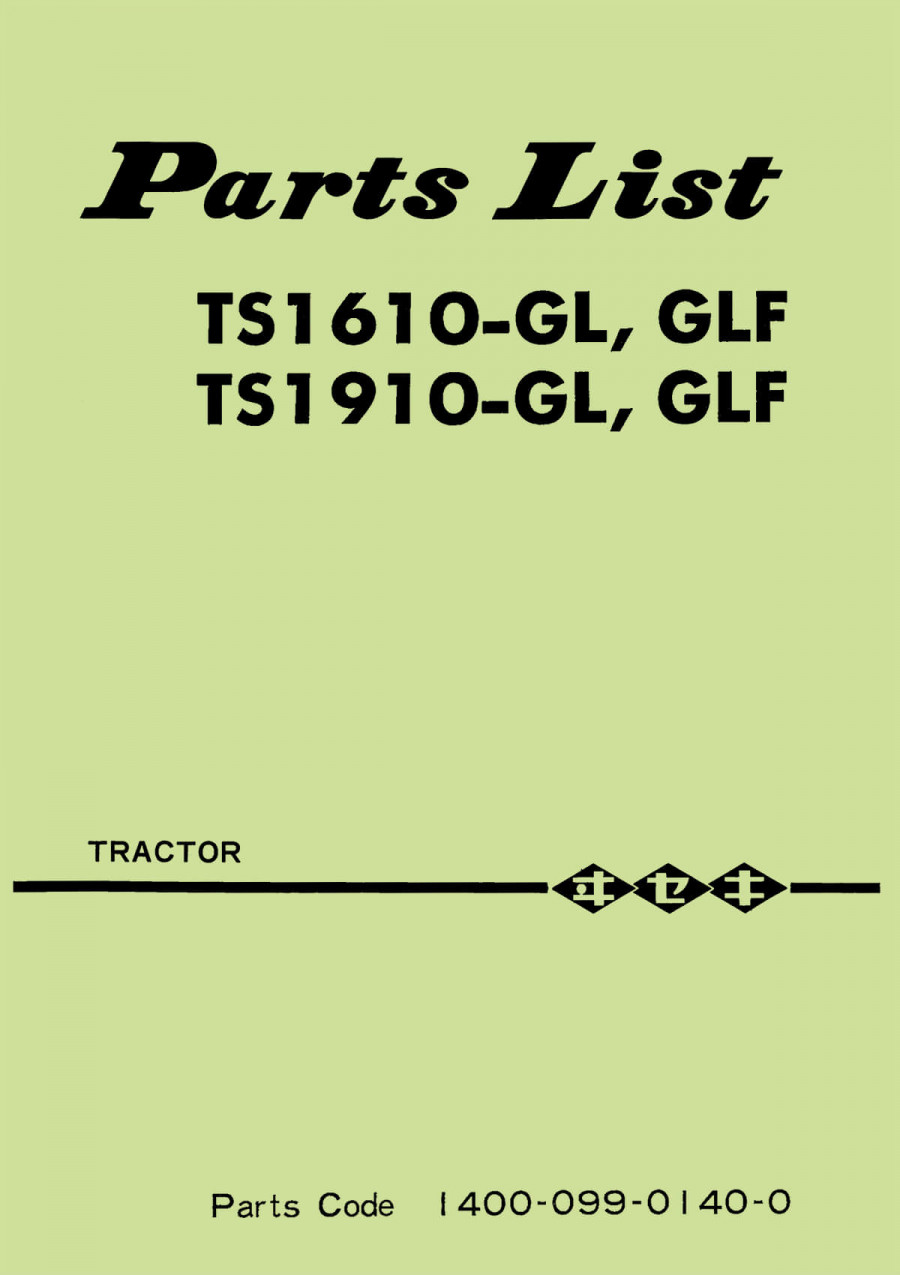 Iseki Traktor TS1610 & TS1910 Parts Catalogue
