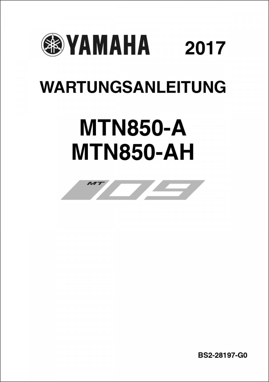 Yamaha MT-09 MTN850-A & MTN850-AH Reparaturanleitung