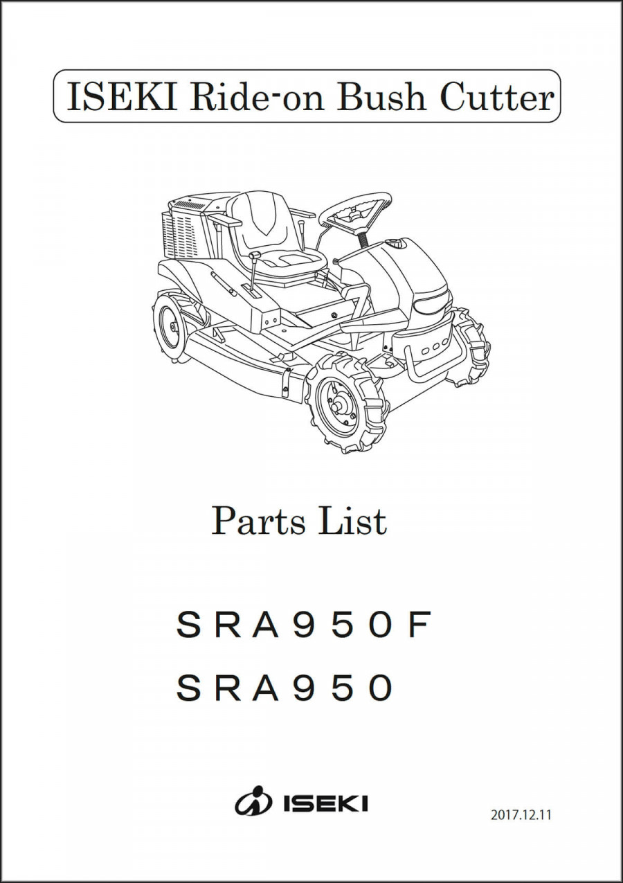 Iseki Traktor SRA950 & SRA950F Parts Catalogue