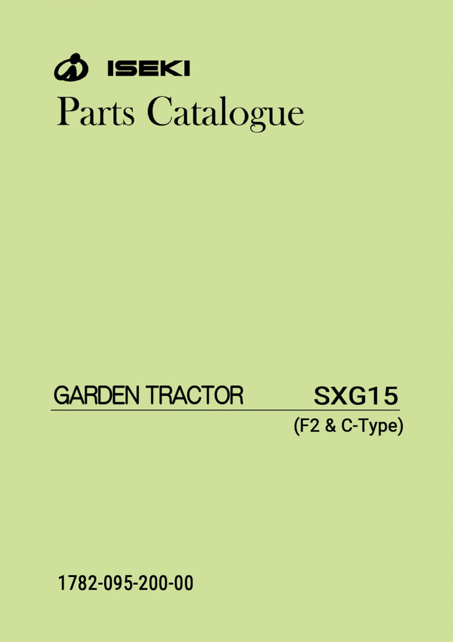 Iseki Traktor SXG15 (F2 & C-Type) Parts Catalogue