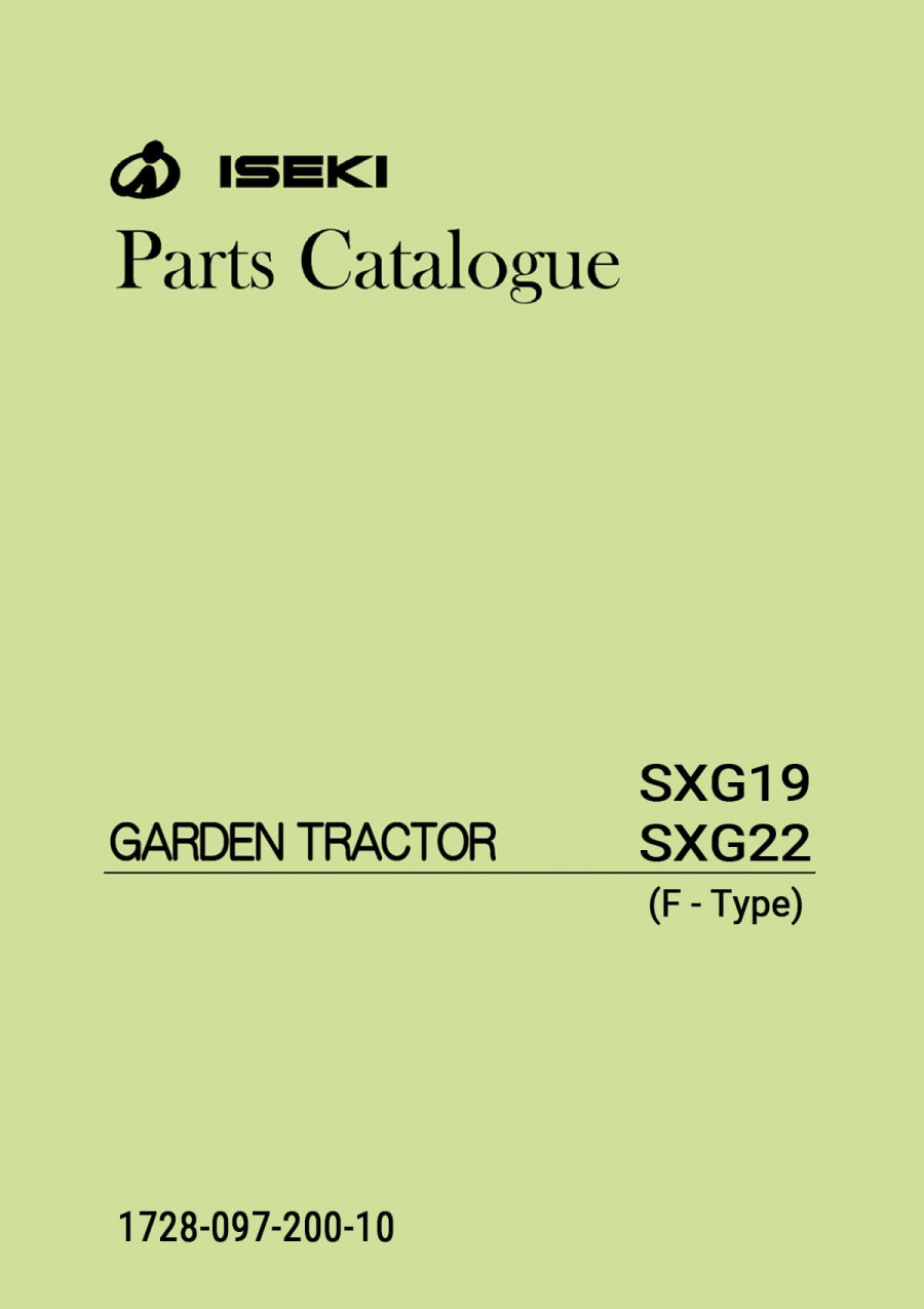 Iseki Traktor SXG19 & SXG22 (F-Type) Parts Catalogue
