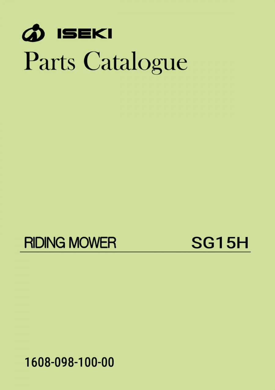 Iseki Traktor SG15H Parts Catalogue