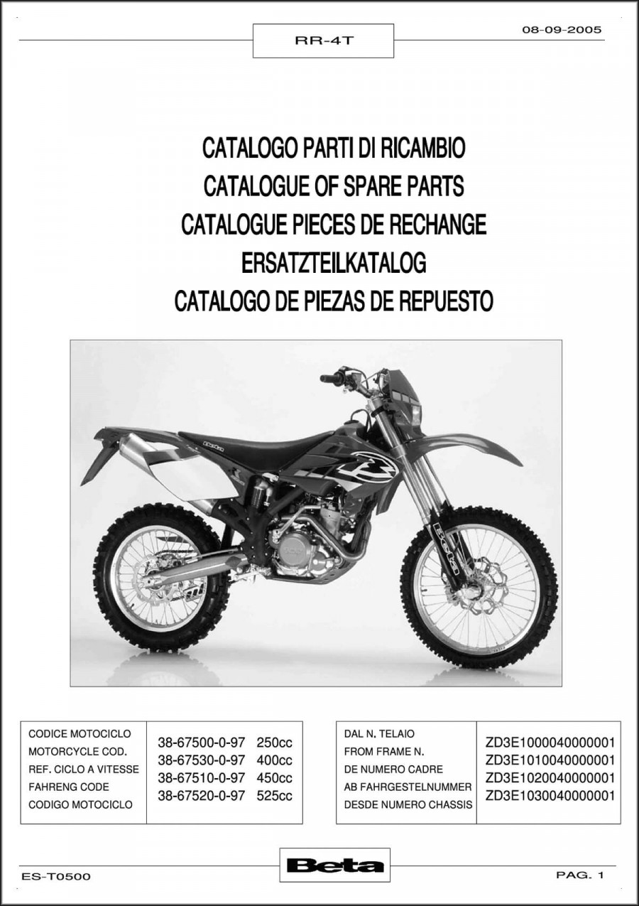 Beta RR-4T 250 400 500 525 Ersatzteilkatalog