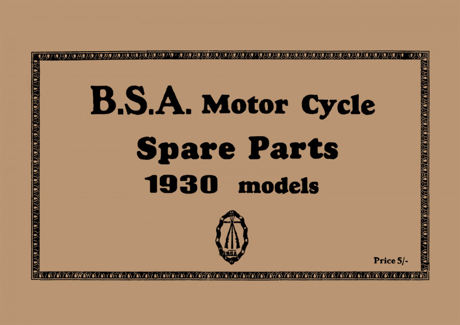 BSA Motor Cycle Spare Parts & Replacement Parts 1930