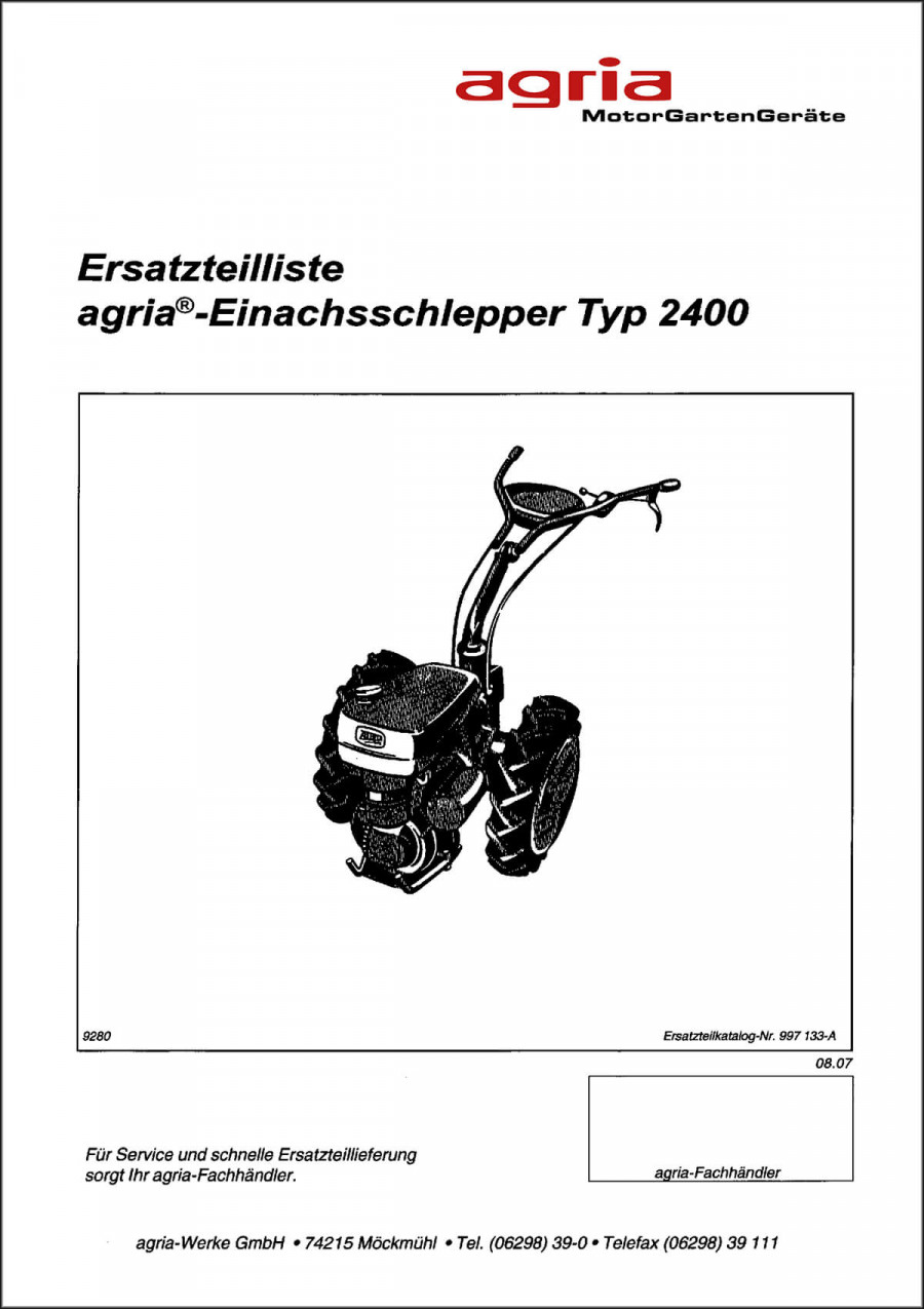 Agria 2400 Ersatzteilkatalog